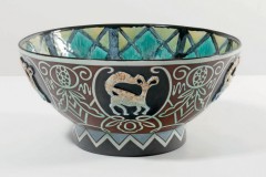 Grand-plat-Ceramique.-Signe-R.-Chlier-Piece-Unique-BFK.-Grote-Schaal-Keramiek.-Gesigneerd.-Circa-1950.-Boch-Frere-Keramis-H.-22-cm-D.44-cm